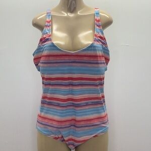Roatan Plus Size 2X Swimwear Striped One Piece Swimsuit New Without Tags